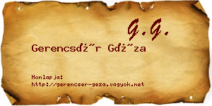 Gerencsér Géza névjegykártya